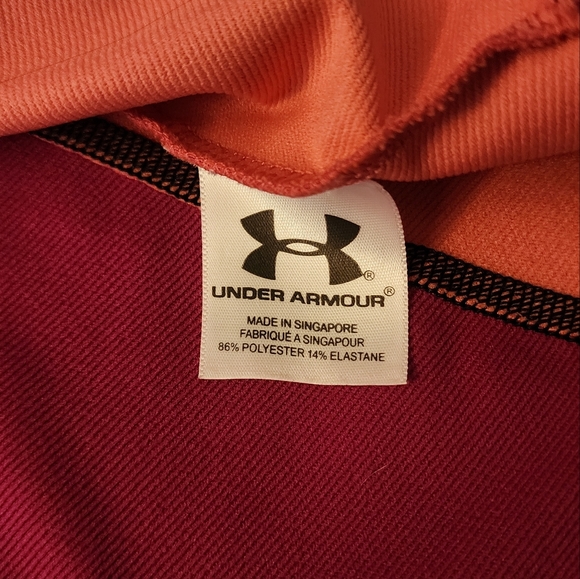 Under Armour pink/magenta coldgear v-neck hooded sweatshirt - Picture 5 of 7